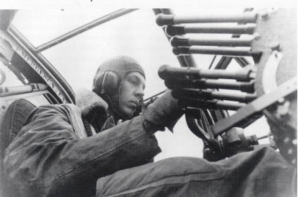 David Wilkerson at the controls of a Halifax