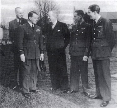 David, right, alongside Group Captain Leonard Cheshire with Air Vice Marshal Carr